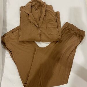 SKIMS Cozy Brown Pajama Set